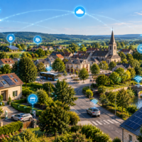 Représentation d'une petite commune interconnectée.